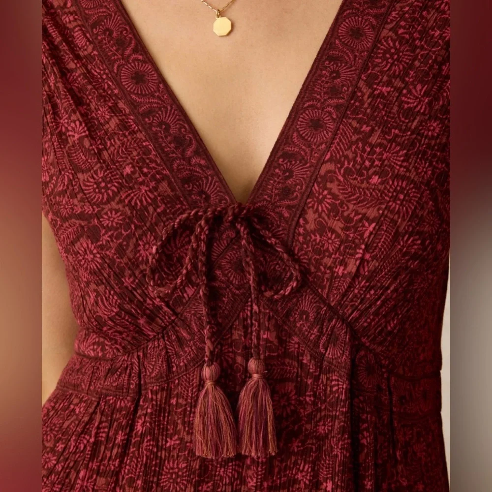 NWT Faherty Eden Dress in Belmont Floral Burgundy (size S) - Picture 2 of 5